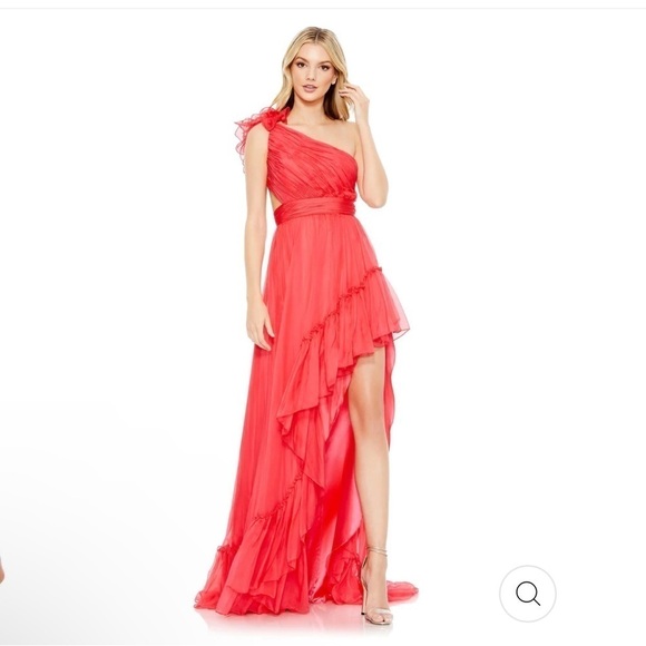 Mac Duggal RUFFLED ONE SHOULDER ASYMMETRICAL GOWN size 8 NEW $598 - Picture 1 of 4